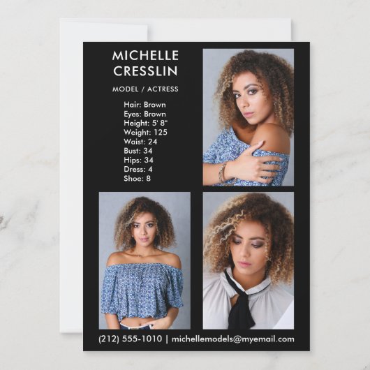 Model Actor 3 Fotoback Comp Zed Kaart 5.5x7.5 Blu (Achterkant)