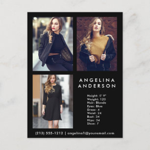 Model Actor 3-fotocombinatiekaart Blk - Briefkaart