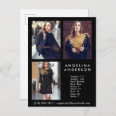 Model Actor 3-fotocombinatiekaart Blk - Briefkaart (Voorkant / Achterkant)