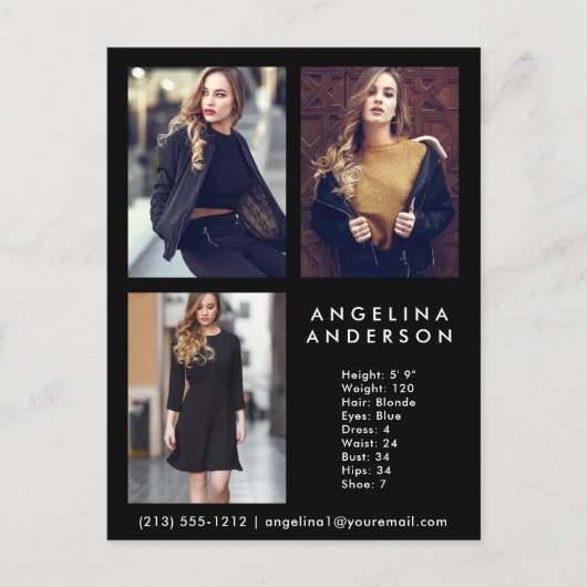 Model Actor 3-fotocombinatiekaart Blk - Briefkaart (Voorkant)