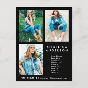 Model Actor 3-fotocombinatiekaart - Blk Briefkaart