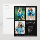 Model Actor 3-fotocombinatiekaart - Blk Briefkaart (Voorkant / Achterkant)