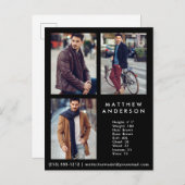 Model Actor 3 Fotocomp Kaart zwart — Briefkaart (Voorkant / Achterkant)