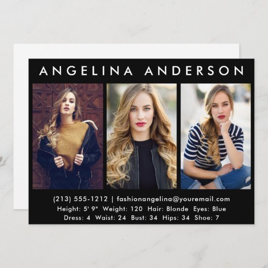 Model Actor 3 Fotocomp Kaart - Zwart vooraan (Voorkant / Achterkant)