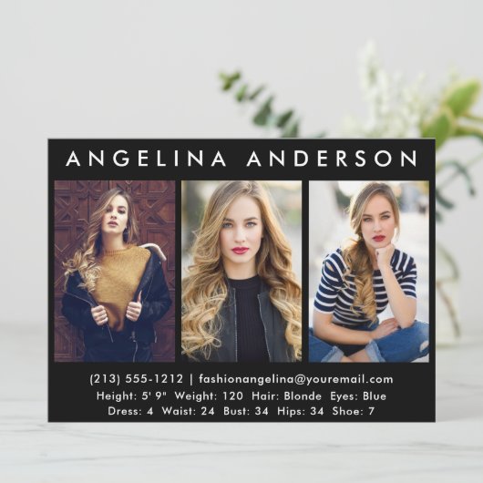 Model Actor 3 Fotocomp Kaart - Zwart vooraan (Staand voorkant)