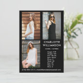 Model Actor 3-fotokaart, 5 x 7 zwart Kaart (Staand voorkant)