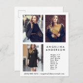 Model Actor 3 Photo Comp Card Wht - Briefkaart (Voorkant / Achterkant)