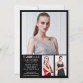 Model Actor 3 Photo Comp Kaart Sjabloon 5x7 Zwart (Voorkant)