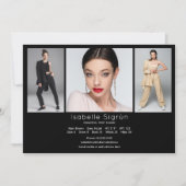 Model Actor 3 Photo Comp Kaart Sjabloon 5x7 Zwart (Voorkant)
