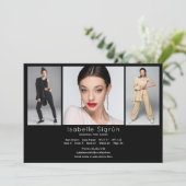 Model Actor 3 Photo Comp Kaart Sjabloon 5x7 Zwart (Staand voorkant)