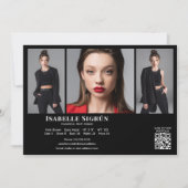 Model Actor 3 Photo Comp Kaart Sjabloon 5x7 Zwart (Voorkant)