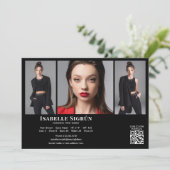 Model Actor 3 Photo Comp Kaart Sjabloon 5x7 Zwart (Staand voorkant)