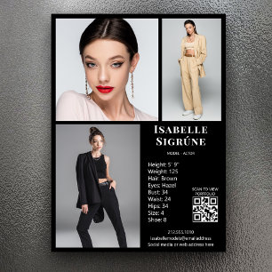 Model Actor 3 Photo Comp Kaart Sjabloon Zwart QR