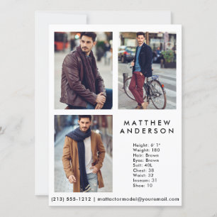 Model Actor 3 Photo Comp Kaart White