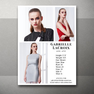 Model Actor 3 Photo Pro Comp Kaart Sjabloon Wit