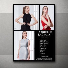 Model Actor 3 Photo Pro Comp Kaart Sjabloon Zwart