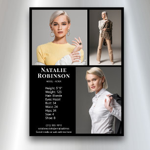 Model Actor 3 Photo Pro Comp Kaart Sjabloon Zwart