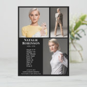 Model Actor 3 Photo Pro Comp Kaart Sjabloon Zwart (Staand voorkant)