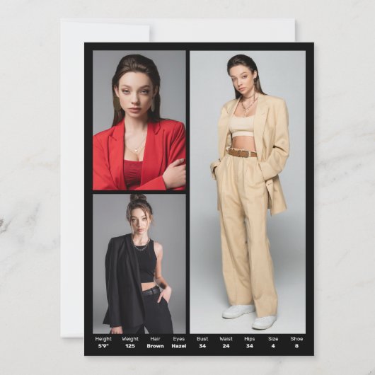 Model Actor 4 Foto 5.5x7.5 Comp Kaart Sjabloon (Achterkant)