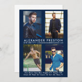 Model Actor 4 Foto Comp Kaart 5x7 Blauw (Voorkant / Achterkant)