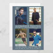 Model Actor 4 Foto Comp Kaart 5x7 grijs blauw (Voorkant / Achterkant)