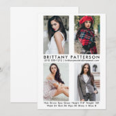 Model Actor 4 Foto Comp Kaart 5x7 White (Voorkant / Achterkant)