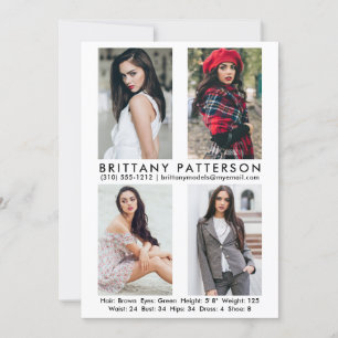 Model Actor 4 Foto Comp Kaart 5x7 White