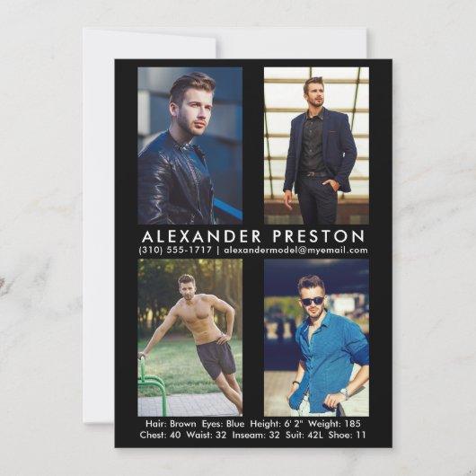 Model Actor 4 Foto Comp Kaart 5x7 zwart (Voorkant)
