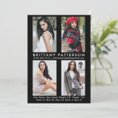 Model Actor 4 Foto Comp Kaart 5x7 zwart (Staand voorkant)