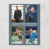 Model Actor 4 Foto Comp Kaart Grijs Blauw Briefkaa (Voorkant)