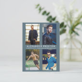 Model Actor 4 Foto Comp Kaart Grijs Blauw Briefkaa (Staand voorkant)