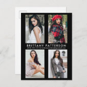 Model Actor 4 Foto Comp Kaart Zwart Briefkaart (Voorkant / Achterkant)