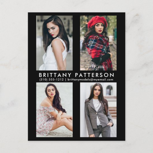 Model Actor 4 Foto Comp Kaart Zwart Briefkaart (Voorkant)