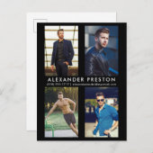 Model Actor 4 Foto Comp Kaart Zwart Briefkaart (Voorkant / Achterkant)