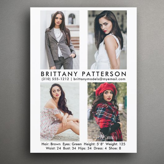 Model Actor 4 Foto Pro Comp Kaart White