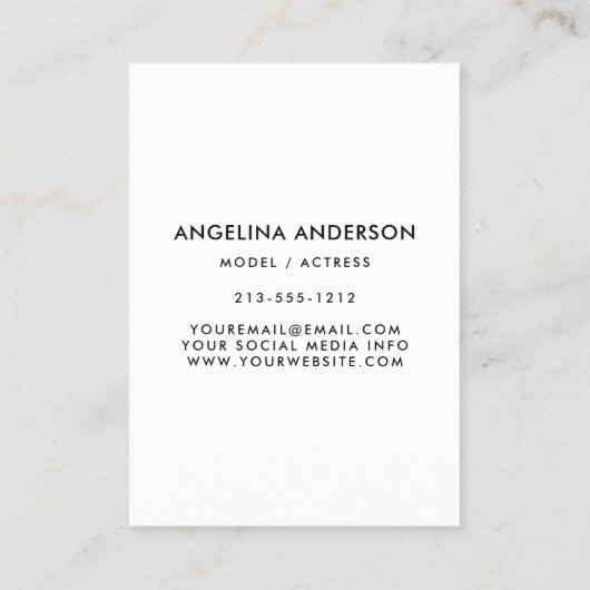 Model Actor 4 Photo Large Visitekaartje White (Achterkant)
