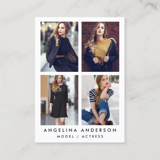 Model Actor 4 Photo Large Visitekaartje White (Voorkant)