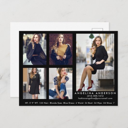 Model Actor 5 Briefkaart van de Comp-fotokaart Blk (Voorkant / Achterkant)