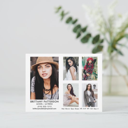 Model Actor 5 Foto Comp Kaart Wit Briefkaart (Staand voorkant)