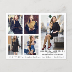 Model Actor 5 Photo Comp Card Briefkaart Whit