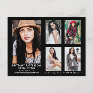 Model Actor 5 Photo Comp Kaart Zwart Briefkaart