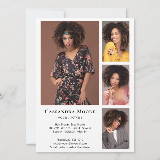 Model Actor 5 Photo Pro Composite Kaart Sjabloon (Achterkant)