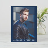 Model Actor 5x7 Comp Kaart 4 Foto terug Blauw (Staand voorkant)