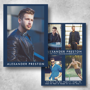 Model Actor 5x7 Comp Kaart 4 Foto terug Blauw