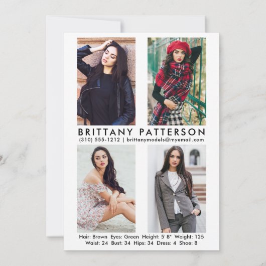 Model Actor 5x7 Comp Kaart 4 Foto terug WAT (Achterkant)