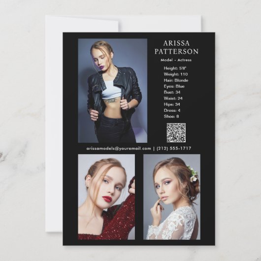 Model Actor 5x7 Comp SED Kaart QR 4 Foto 2 Sided (Achterkant)