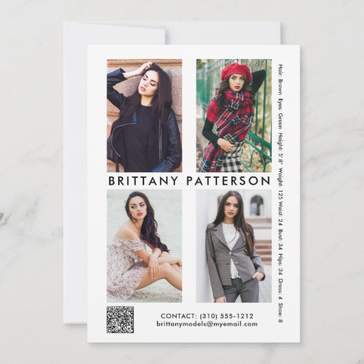 Model Actor 5x7 Comp SED Kaart QR 5 Foto 2 Sided (Achterkant)