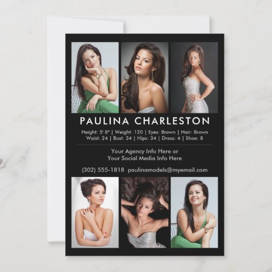 Model Actor 5x7 Comp/Zed Card 7 Foto 2 Sided Kaart (Achterkant)