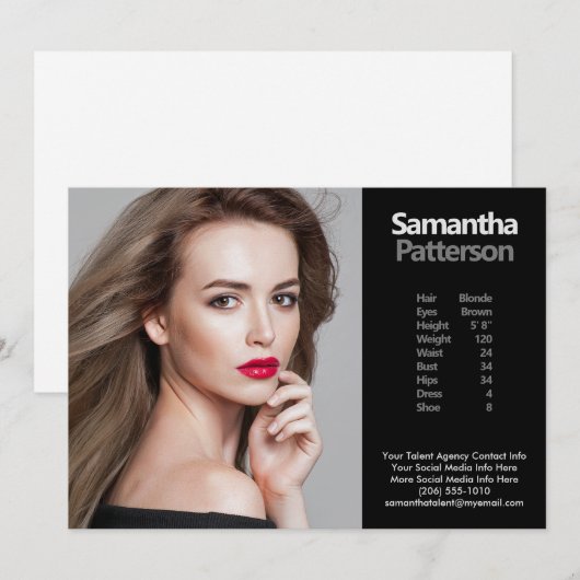 Model Actor 5x7 Comp Zed Kaart 1 Fotosjabloon (Voorkant / Achterkant)