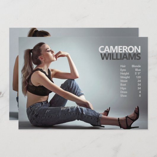 Model Actor 5x7 Comp Zed Kaart, dubbelzijdig Kaart (Voorkant / Achterkant)